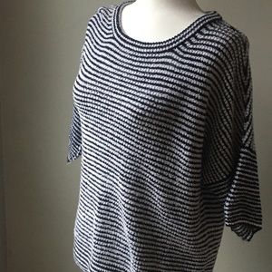 J. Crew Navy/White Short Sleeved Sweater Sz. S